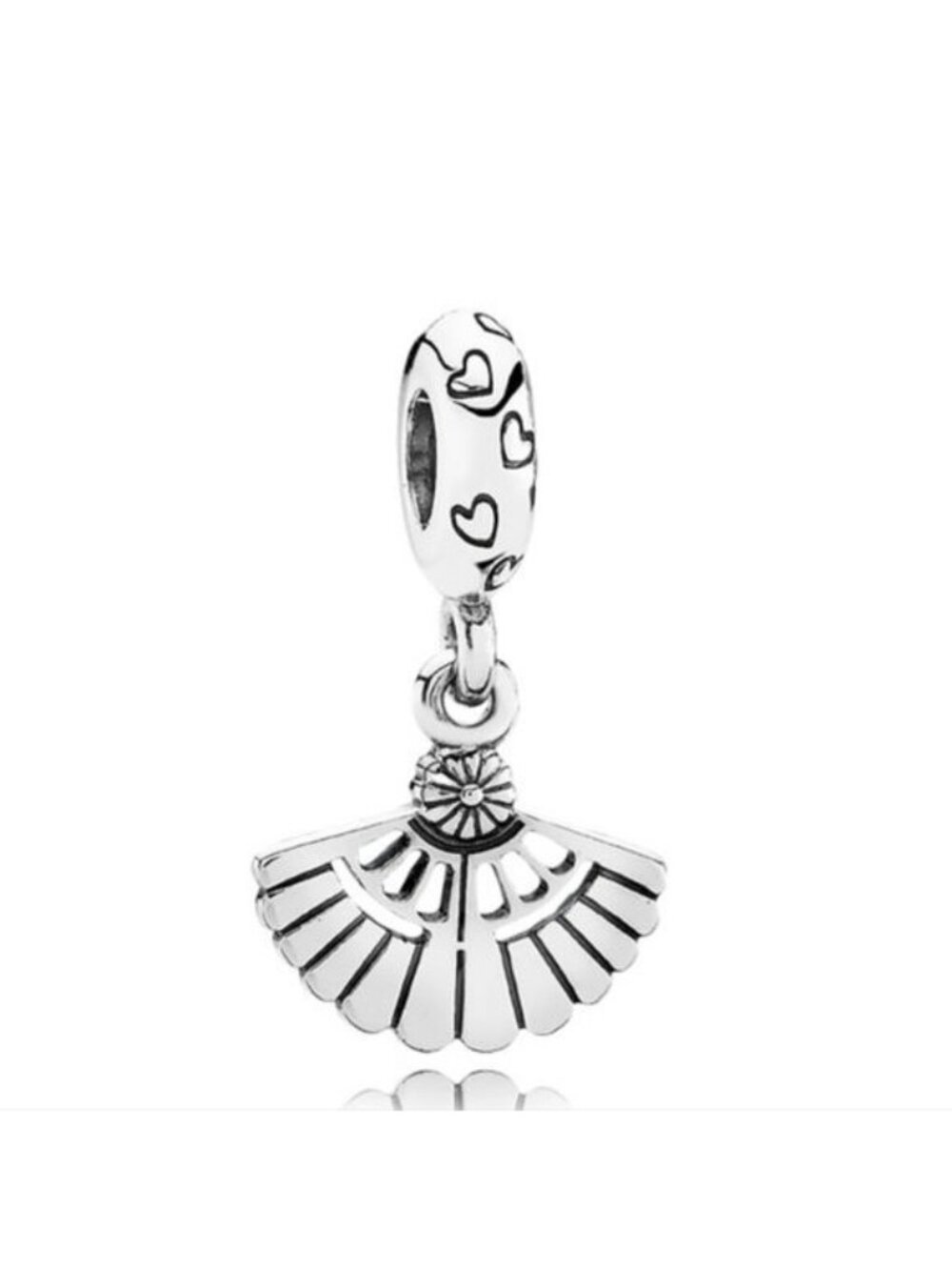 Pandora Hearts Aflutter Retired Sterling Silver Fan Dangle Bead - 791110